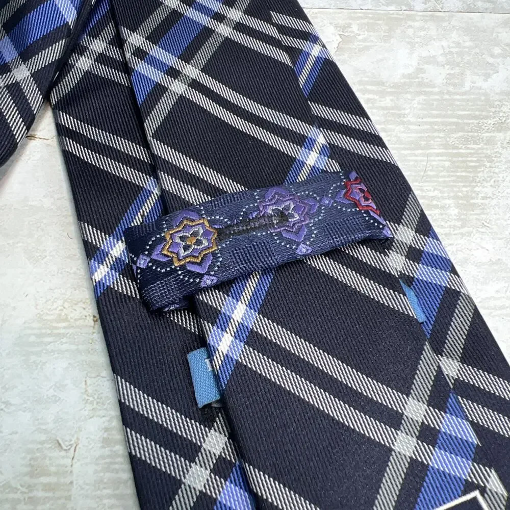 Haines & Bonner Of London Tie Multi Blue Hand Made 100% Silk Men’s Necktie 59.5